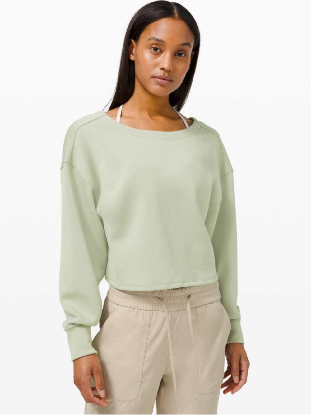 lululemon athletica Twist Front Pullover Green Fern Size 8